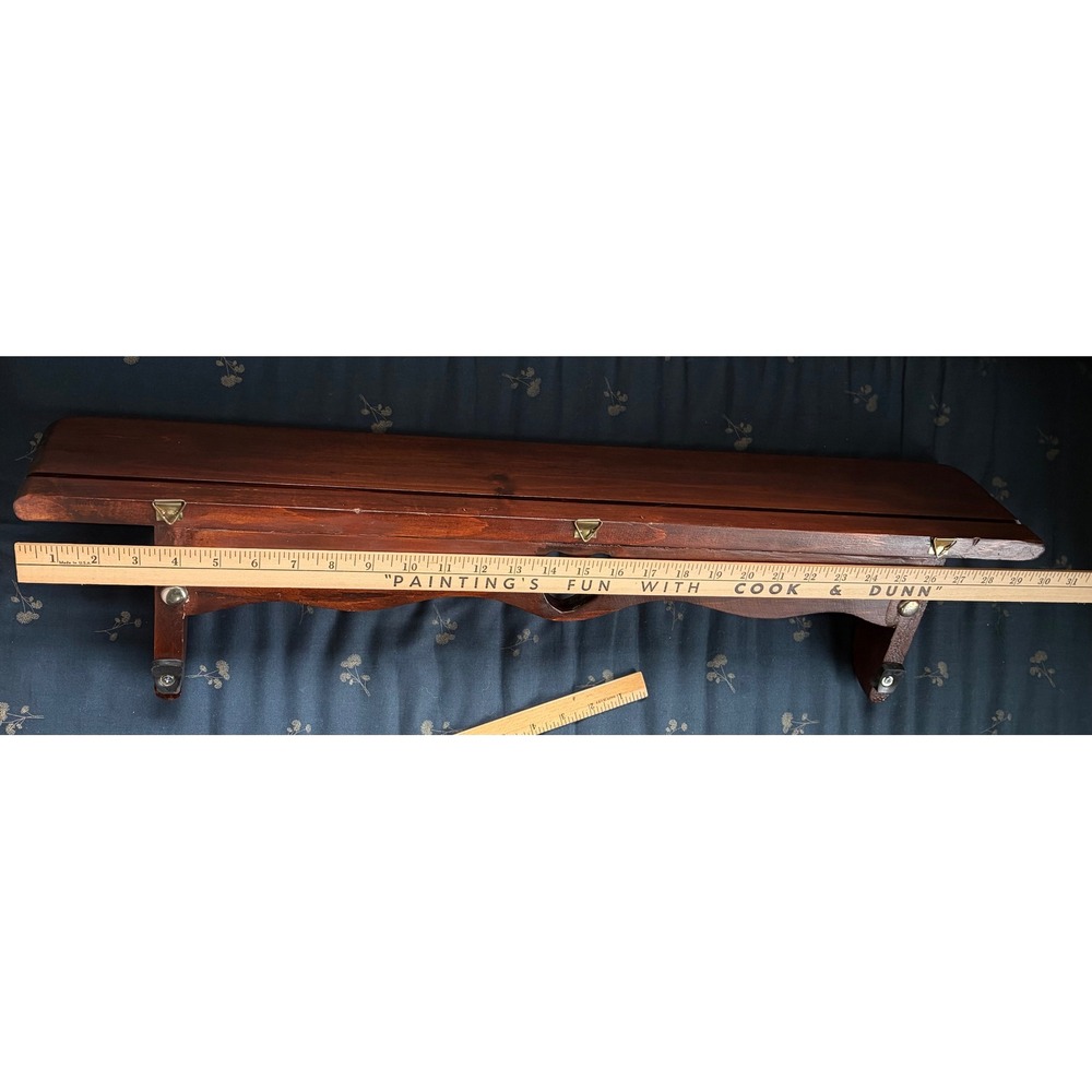 Vintage Wood Wall Shelf Heart Cutout Scalloped Edge Brown Farmhouse Plate Shelf - Picture 12 of 12